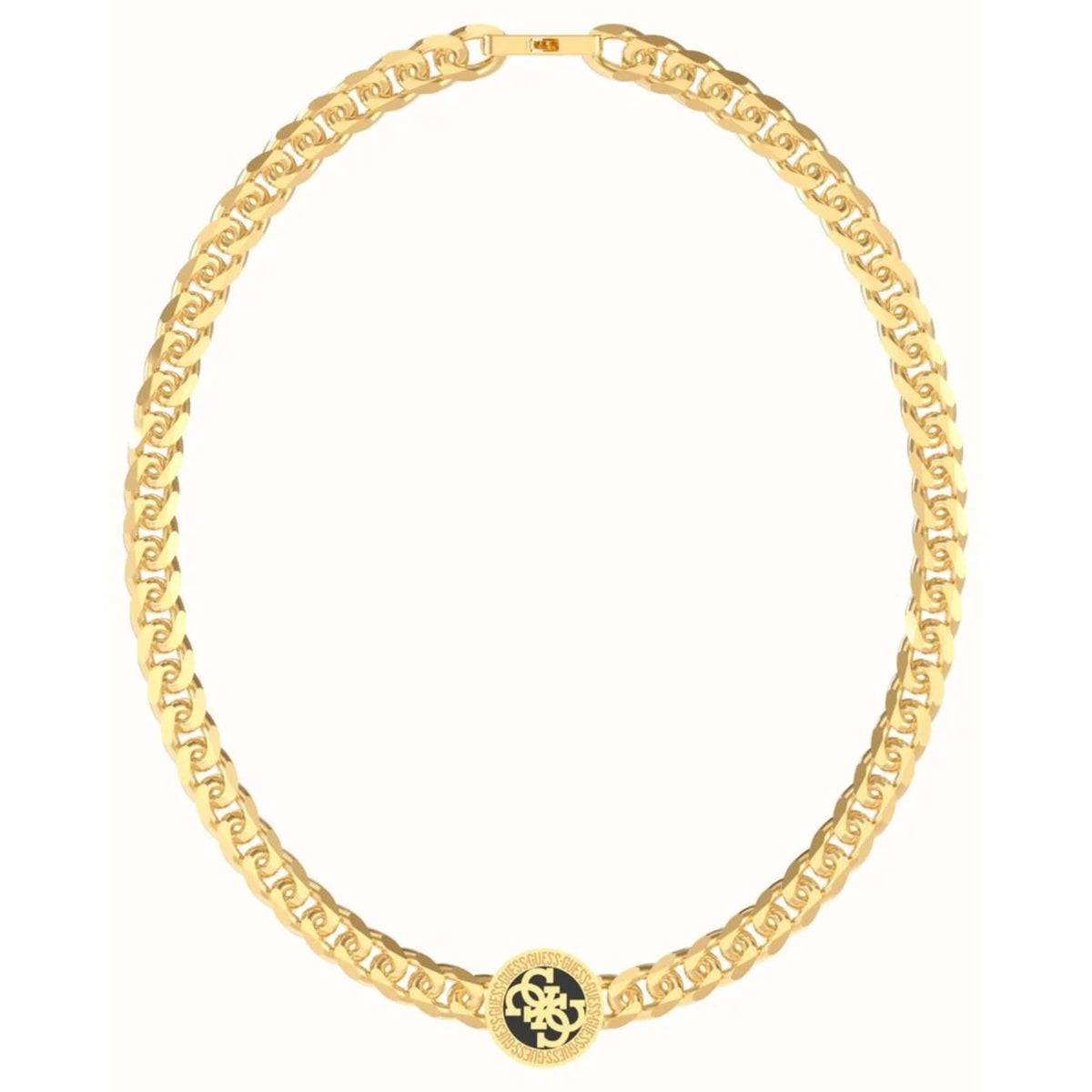 Gold-plated chain necklace with dark round 4G logo pendant