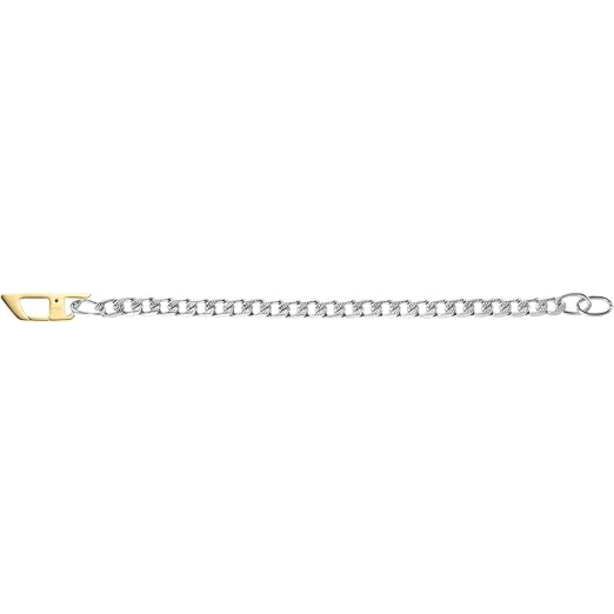 Stainless steel chain bracelet with gold-toned end plate and lobster clasp ring