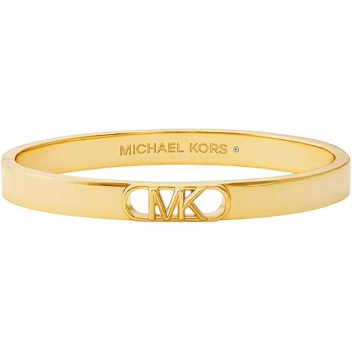 Gold-plated MICHAEL KORS bangle bracelet with central MK medallion