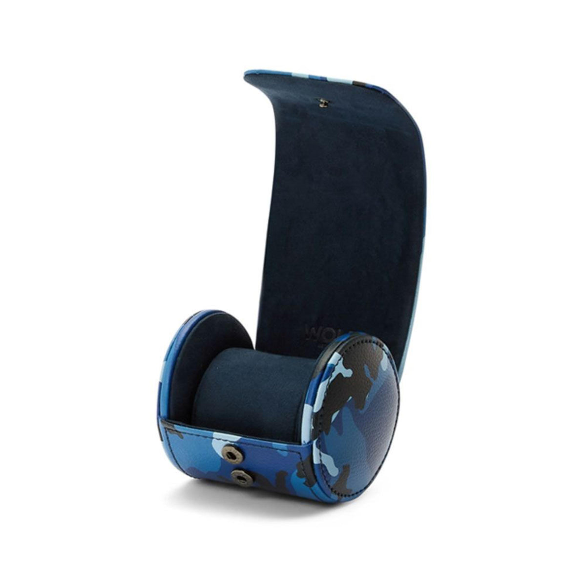 Single watch roll opened with dark lining and camo band strap detail