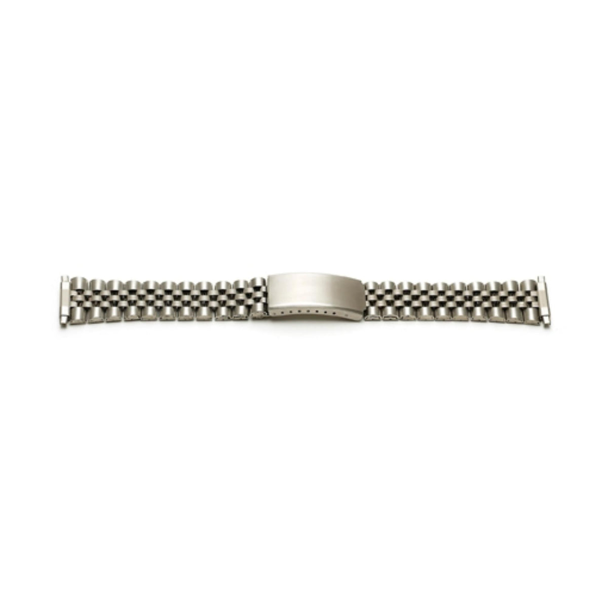 Stainless steel wrist watch bracelet with textured link rows and central clasp