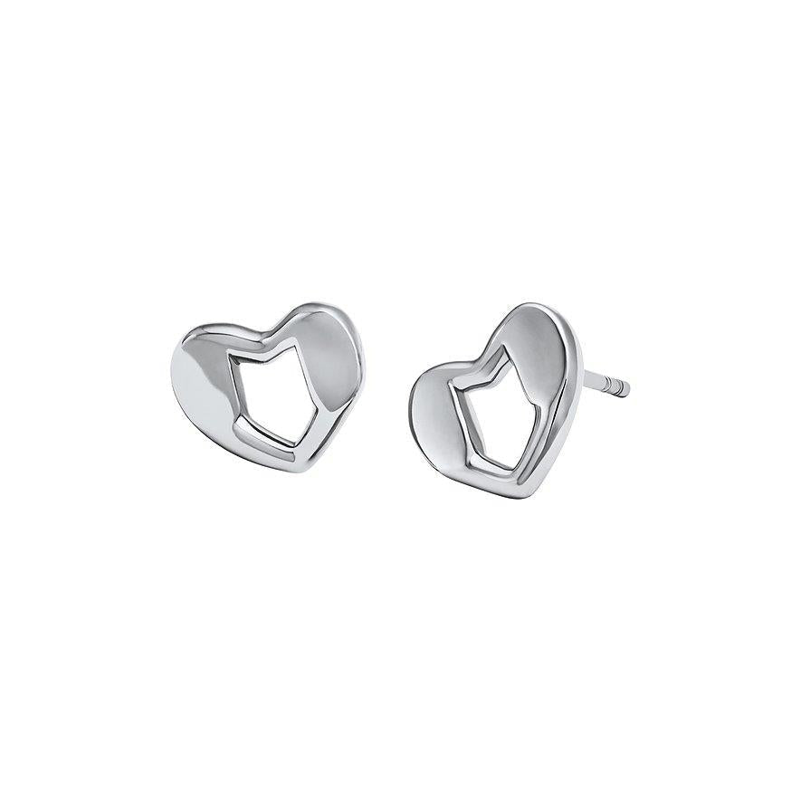 Sterling silver heart stud earrings with front heart and metal posts