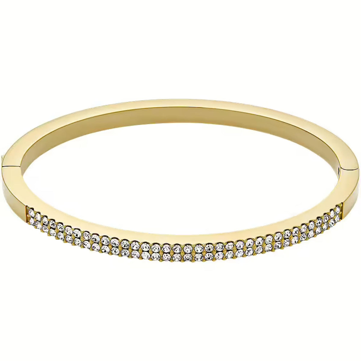 Fossil gold-tone stainless steel pavé bangle bracelet