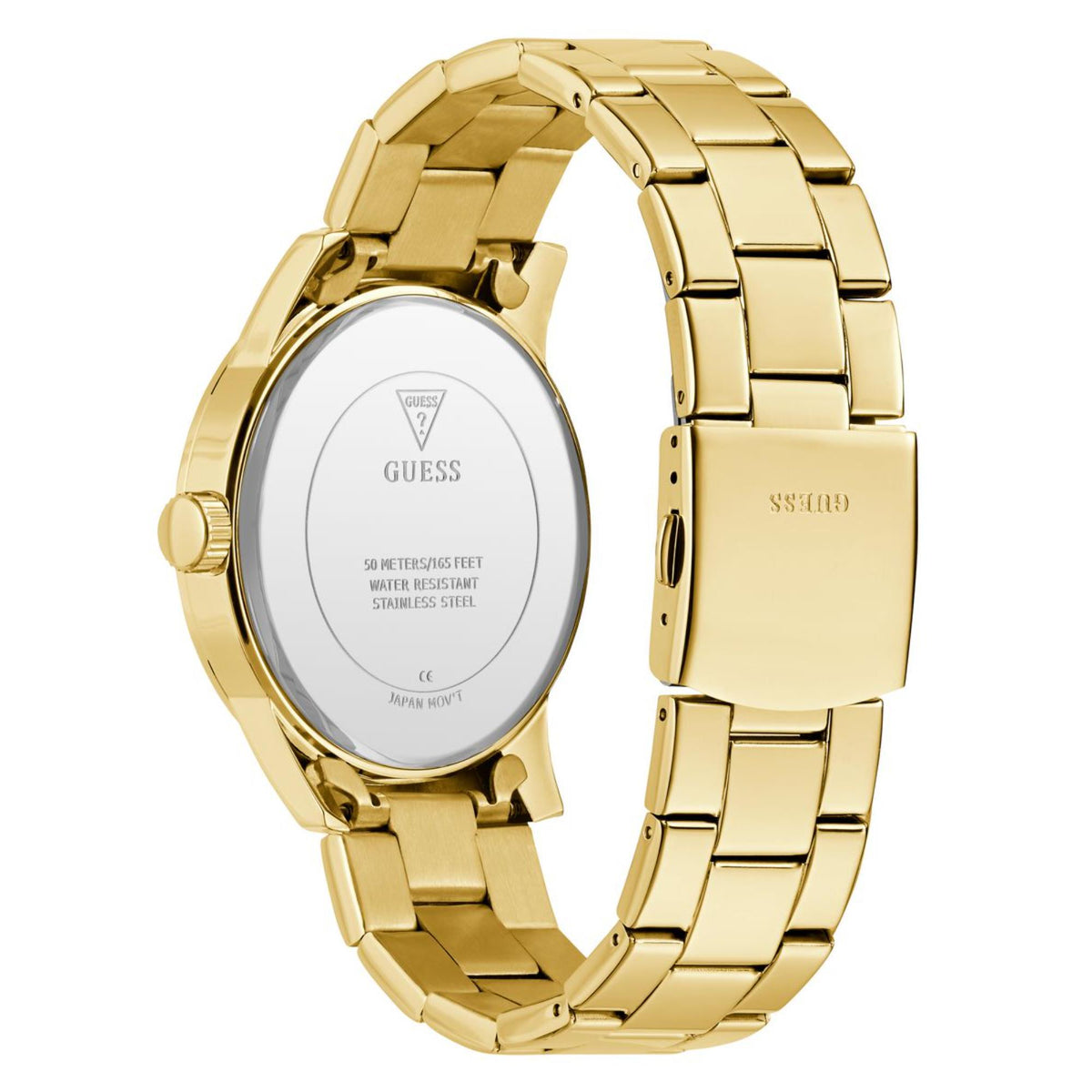 Gold-tone stainless steel men's wristwatch with round face and link bracelet