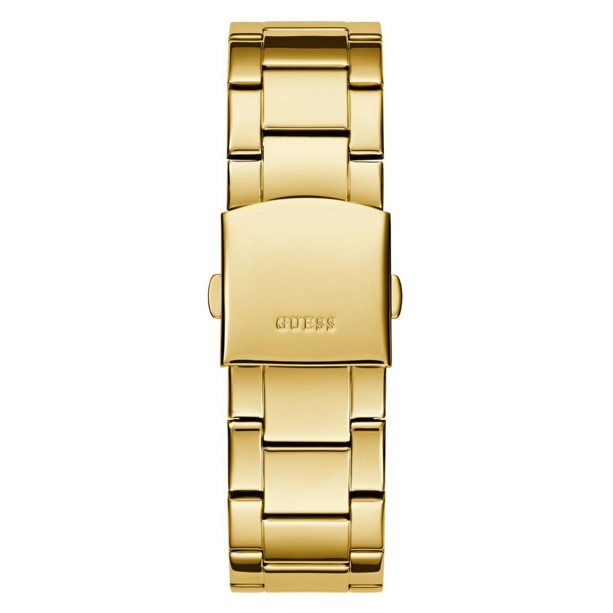 Men's gold-tone stainless steel watch bracelet with clasp and GUESS logo