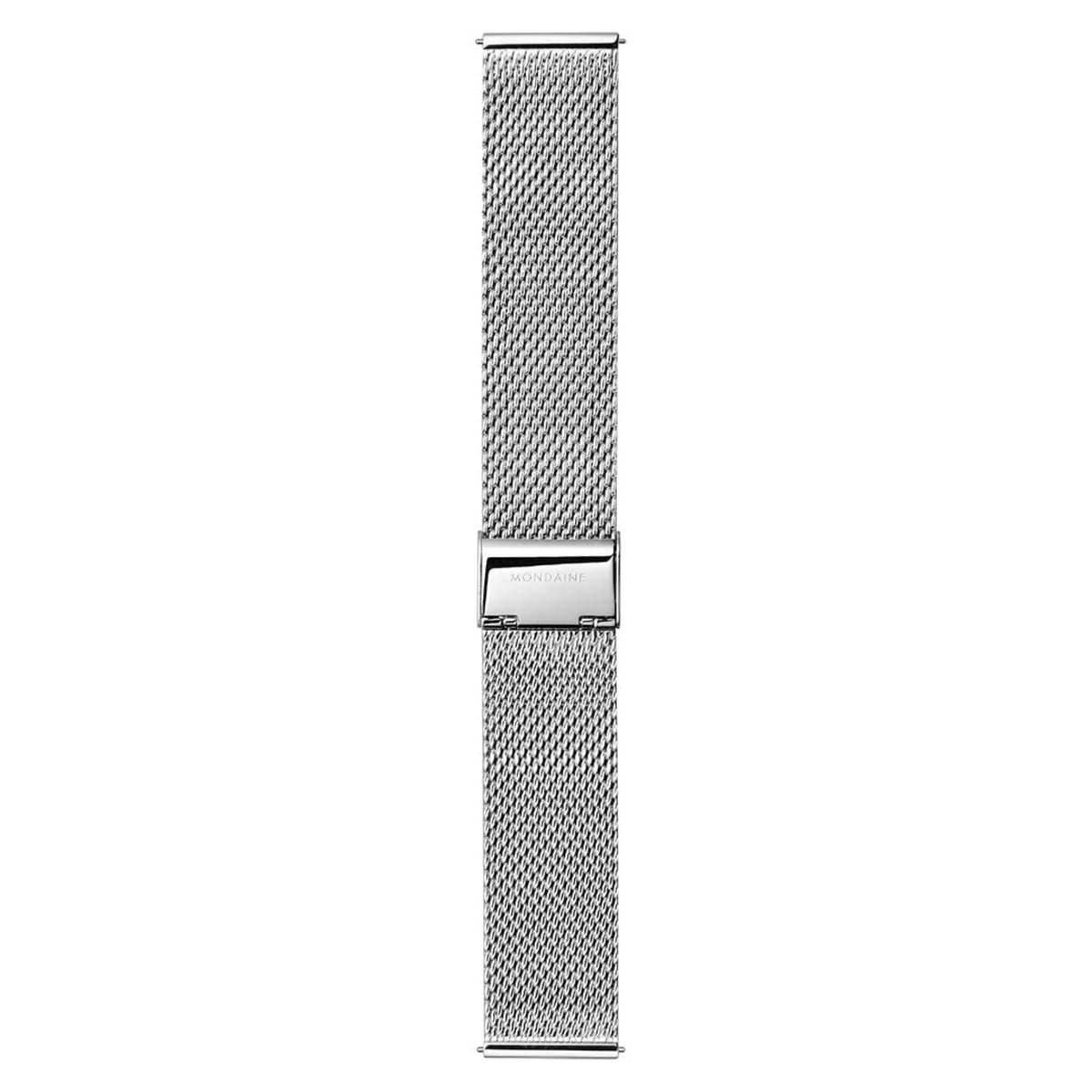 Stainless steel metal mesh watch strap with integrated rectangular clasp