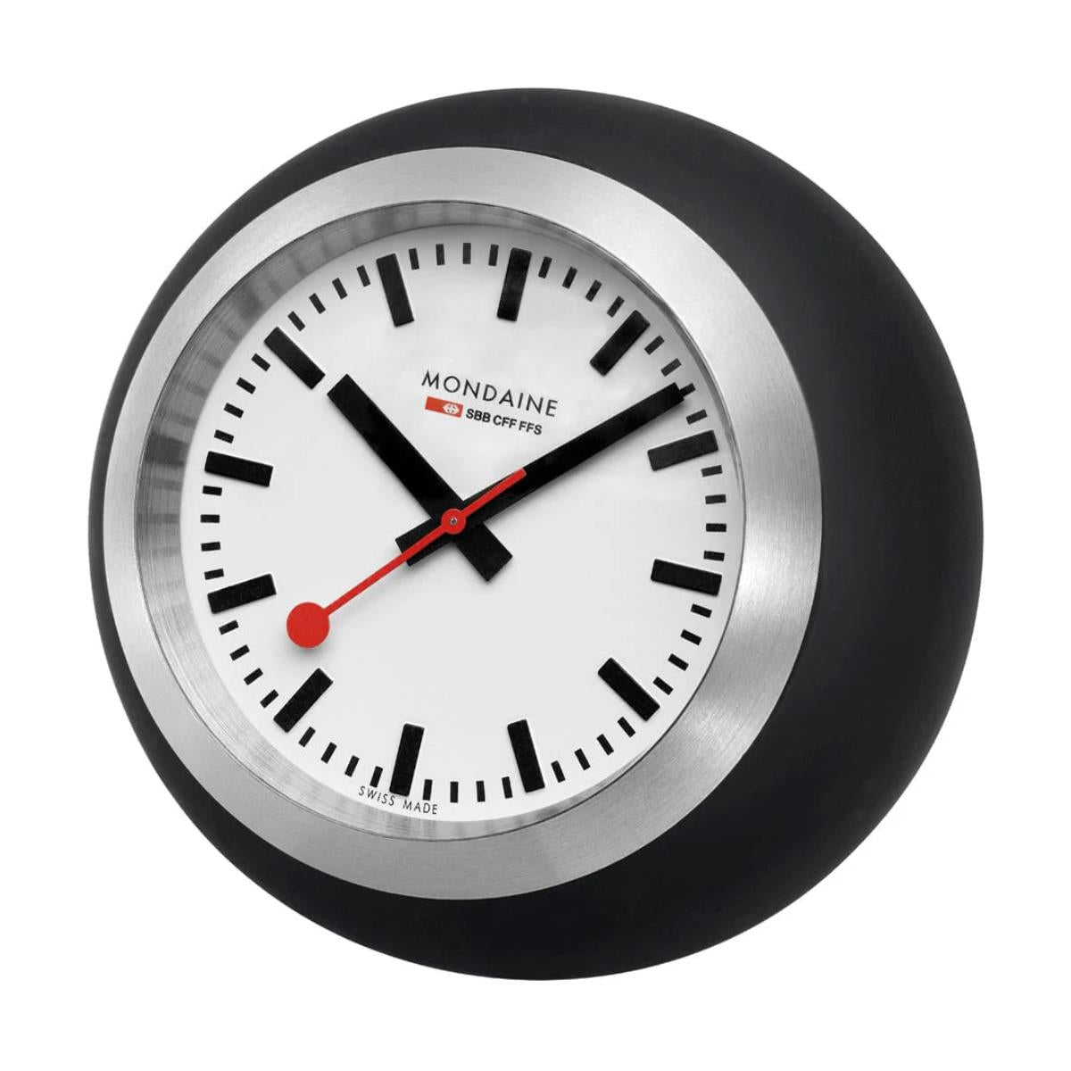 Mondaine Black Table Globe Clock Quartz White Dial A660.30335.16SBO