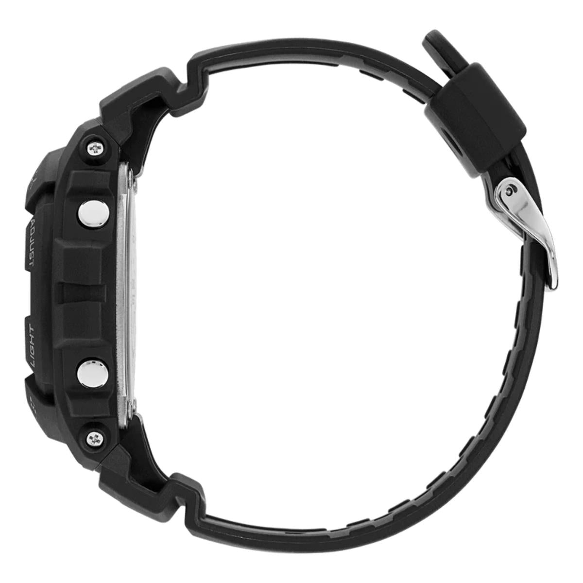 Casio G-Shock men's digital-analog watch G-100-1BVMUR with black resin strap, side view