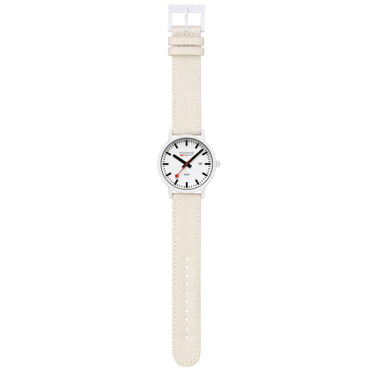 Mondaine Essence Solar White Dial PET Textile Strap Unisex Watch MS1.41910.LA