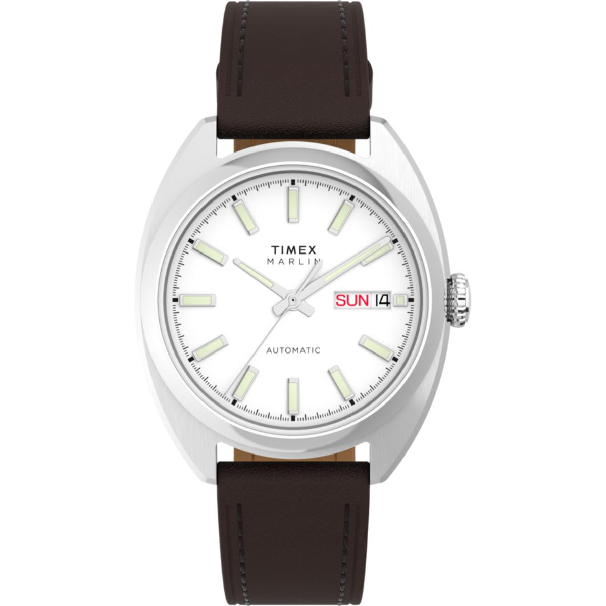 Timex Marlin TW2Y65200 silver-tone dial automatic watch front view