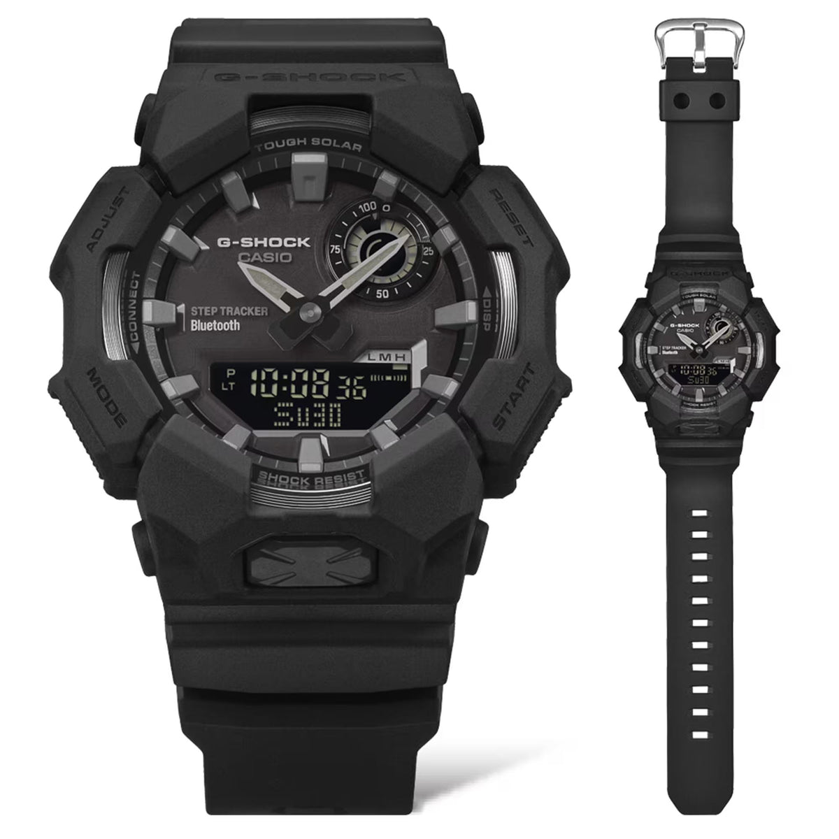 Casio G-Shock GA-B010-1A1ER front view and full length strap composite