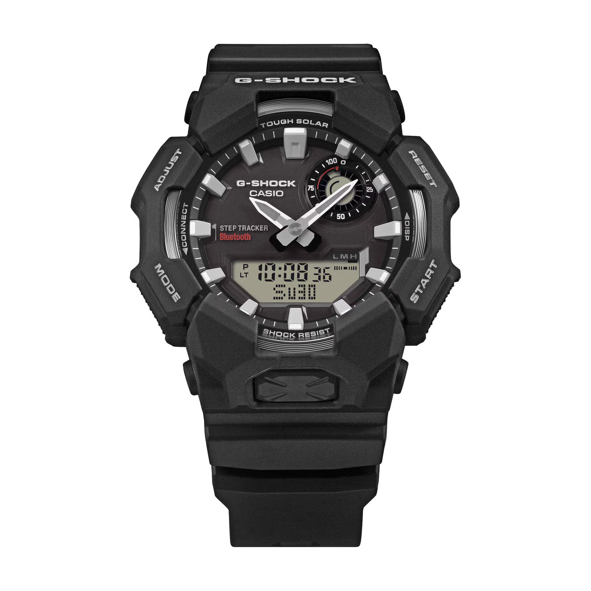 Casio G-Shock GA-B010-1AER black digi-analogue dial front view