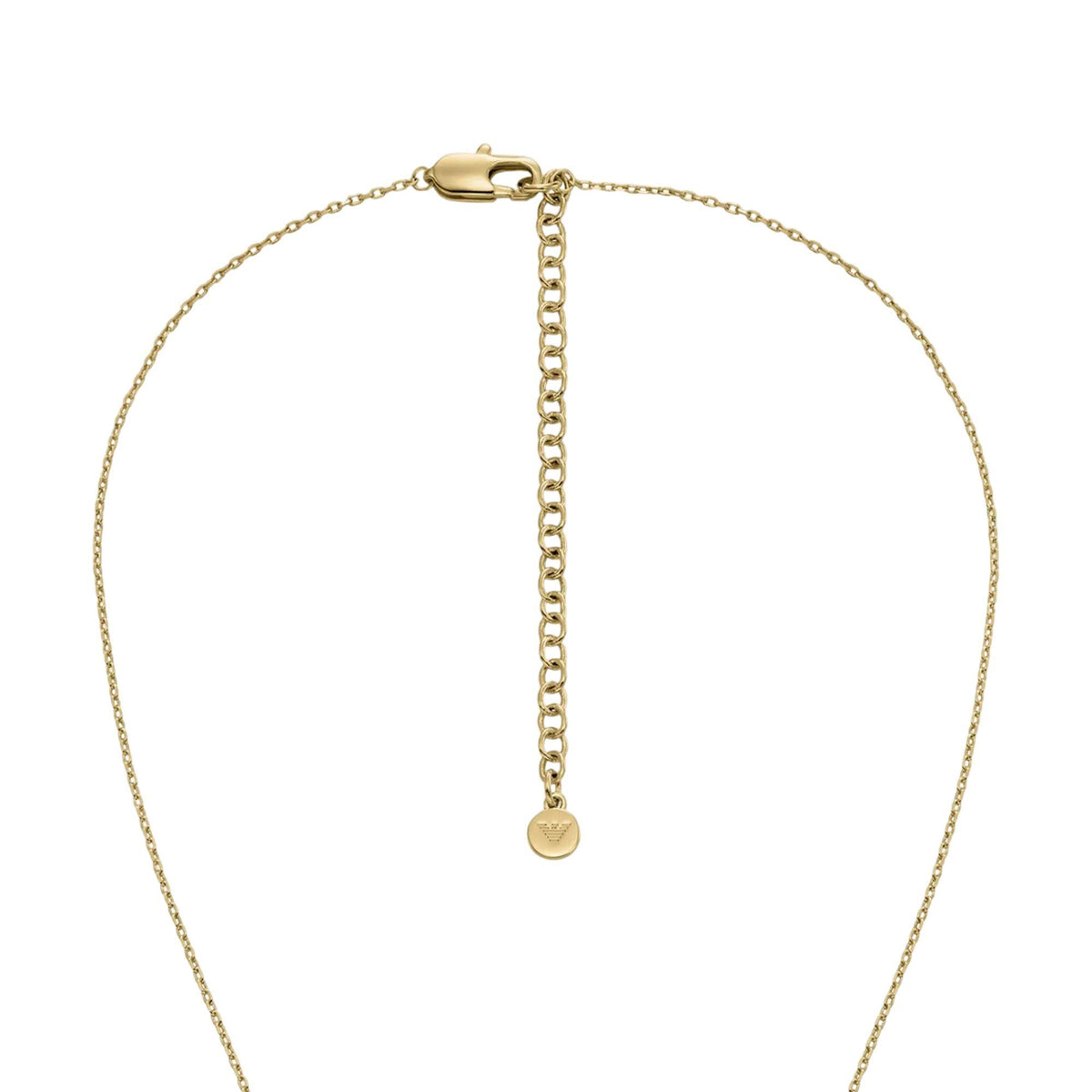 Close-up view of adjustable chain extension and lobster clasp on Emporio Armani Sentimental necklace EGS3347710