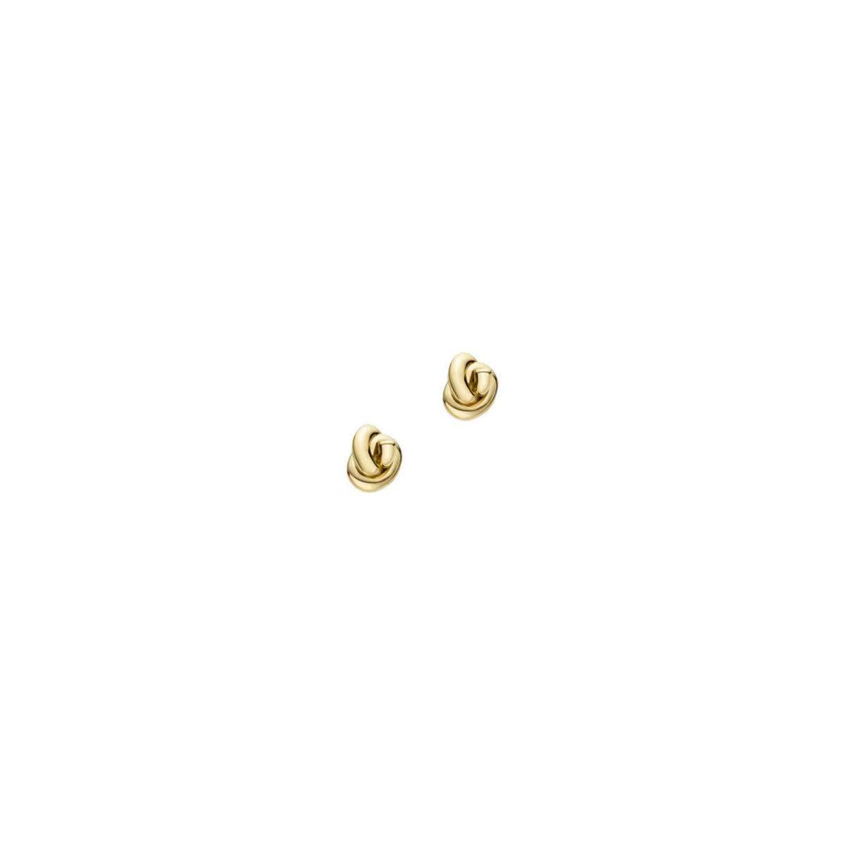 Pair of gold-tone knot stud earrings, circular twisted knot design