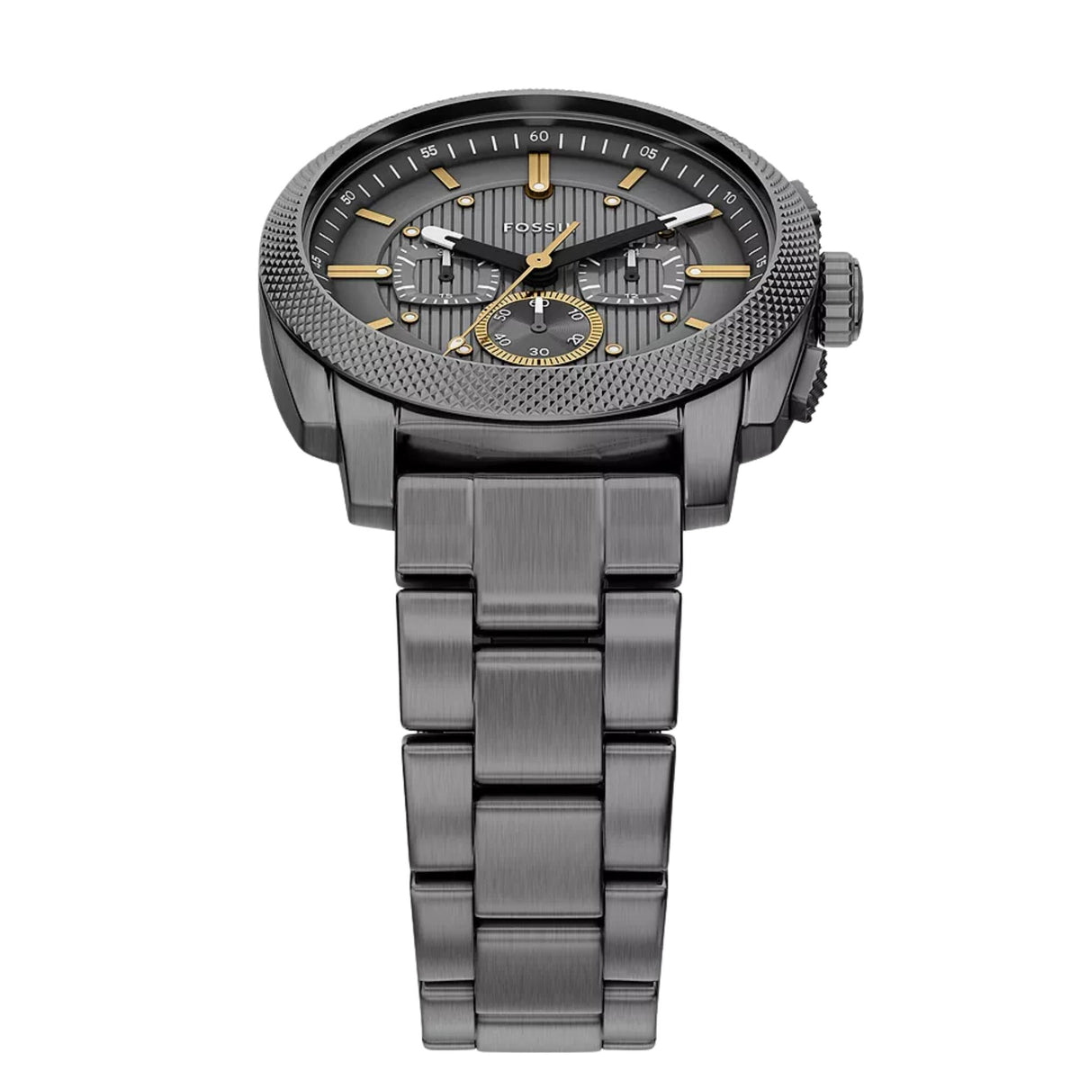 Fossil Machine FS6160 vertical perspective and steel bracelet view