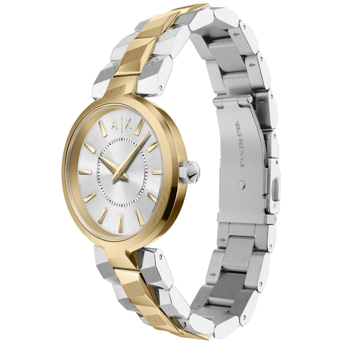 Armani Exchange Audora AX4406 silver dial side angle perspective view