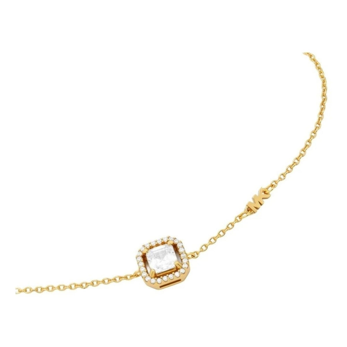 Michael Kors gold tone women's bracelet with square crystal charm