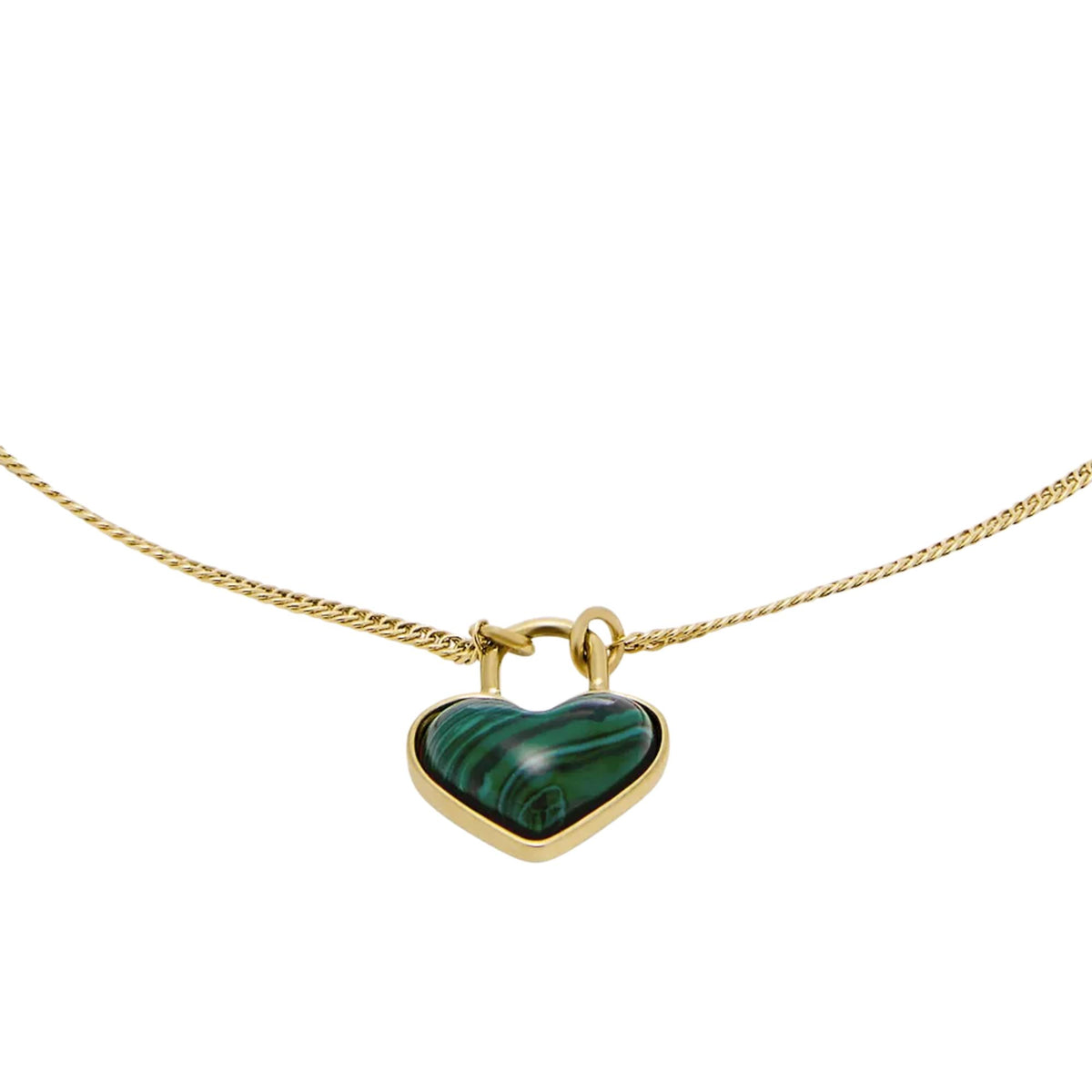 Gold-tone heart pendant bracelet with green marbled heart charm and clasp