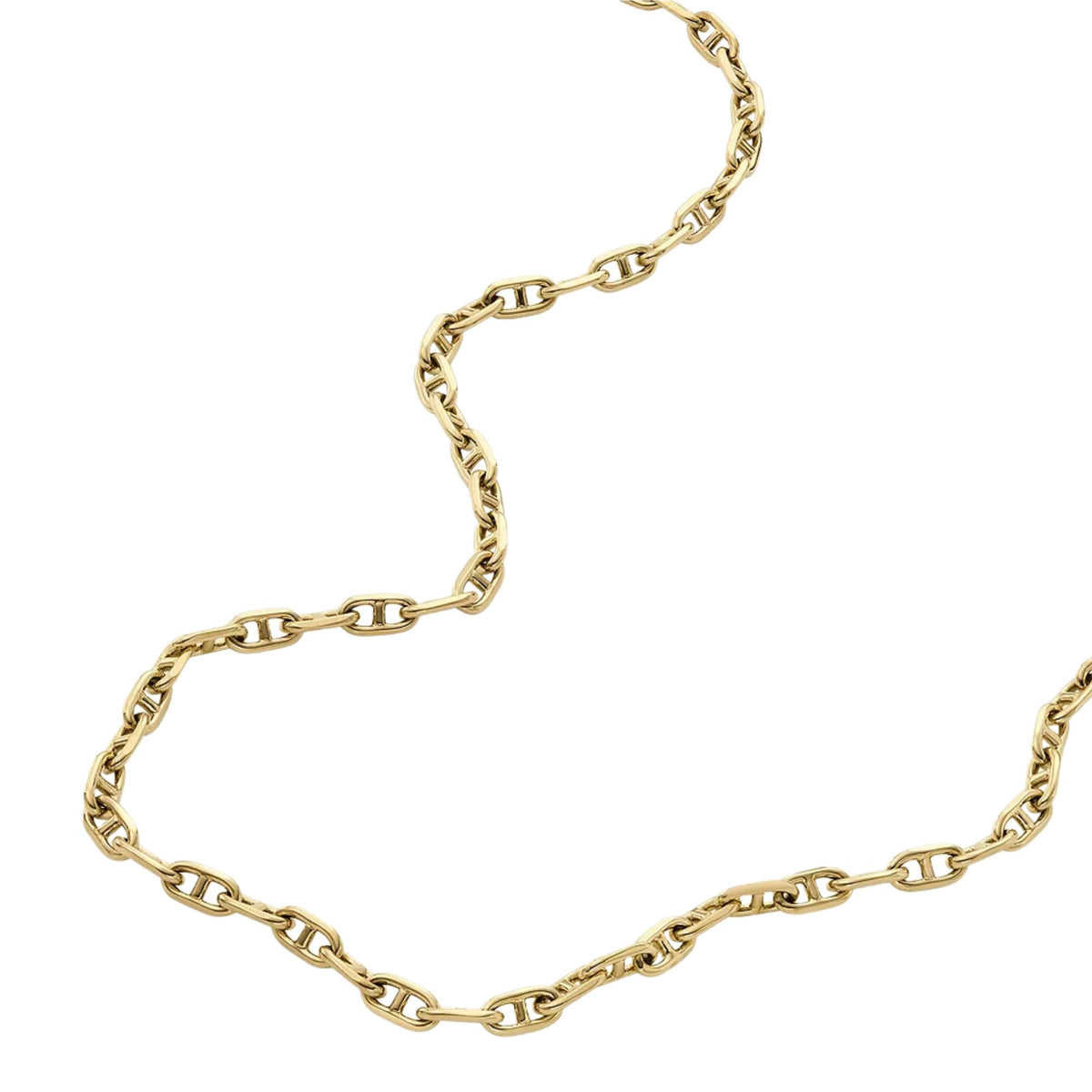 Gold-tone anchor chain necklace with interlocking oval link pattern