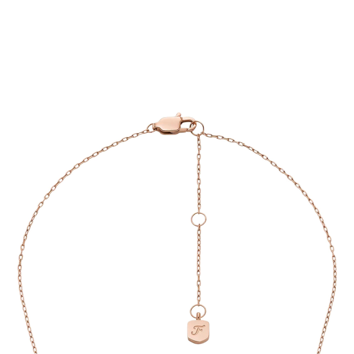 Rose gold-tone chain necklace with small padlock charm and lobster clasp