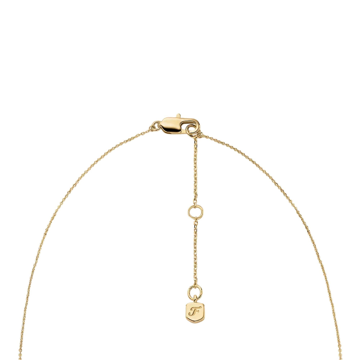 Fossil gold-tone brass heart-link necklace with dangling F charm and lobster clasp