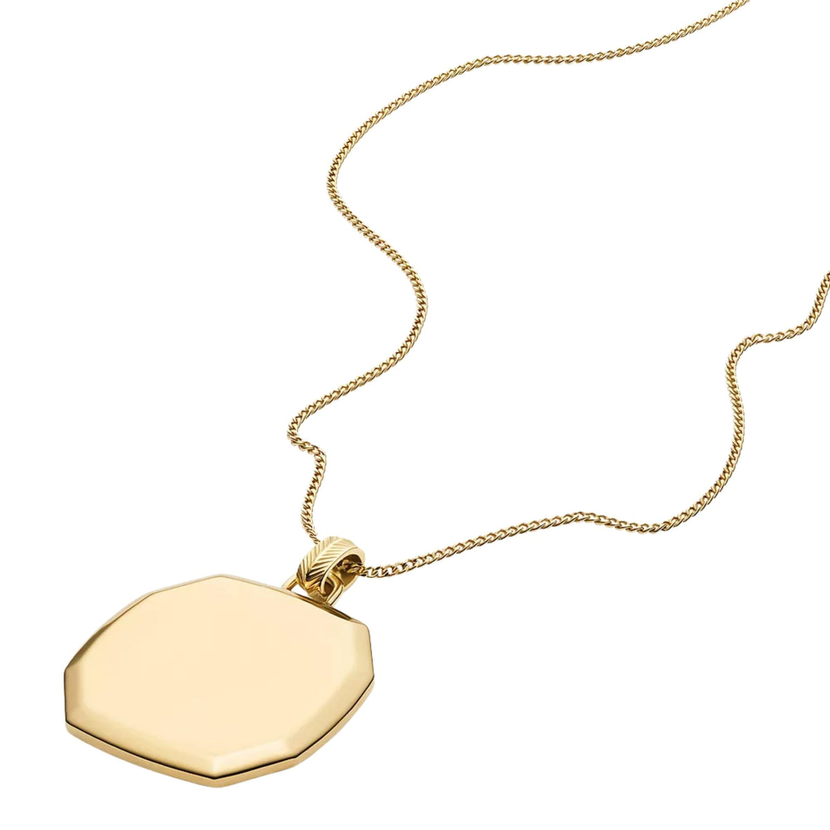 Gold-tone octagon pendant necklace with textured bail and chain