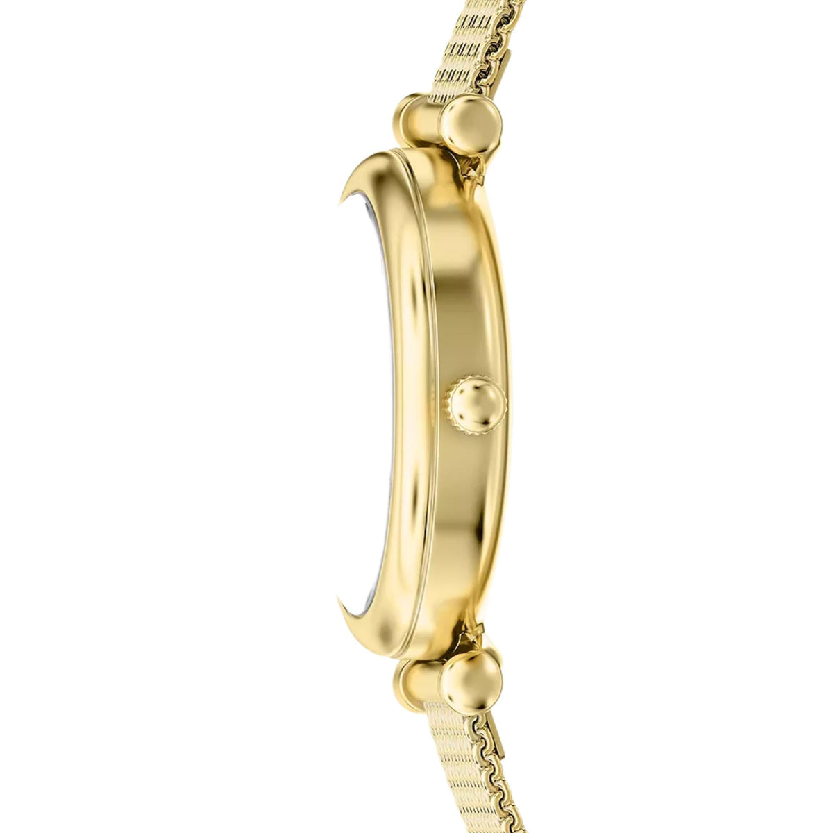 Fossil Carlie ES5462 side profile view showing curved gold case and crown