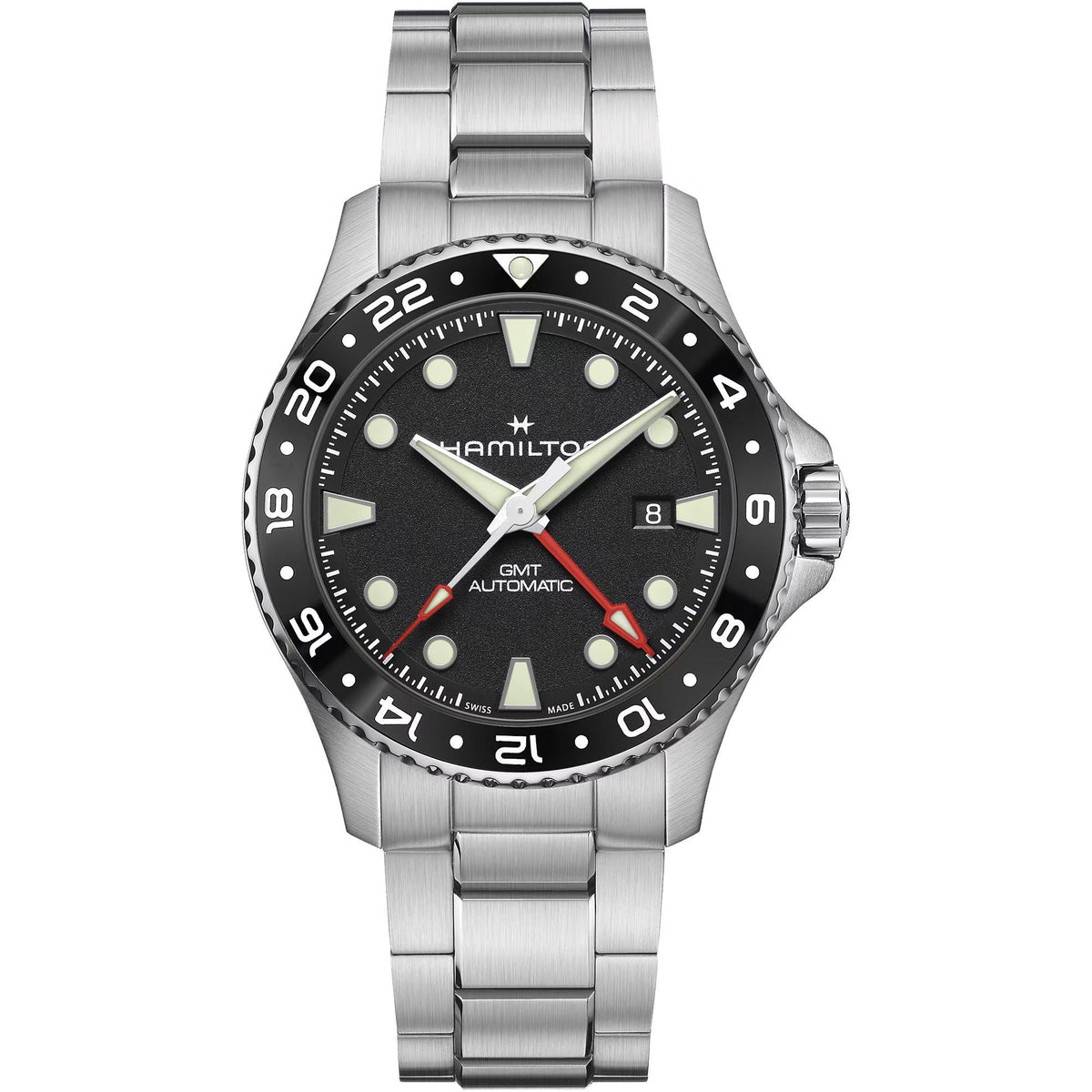 Hamilton Khaki Navy Scuba GMT Black Dial Steel automatic watch H82555130 front view