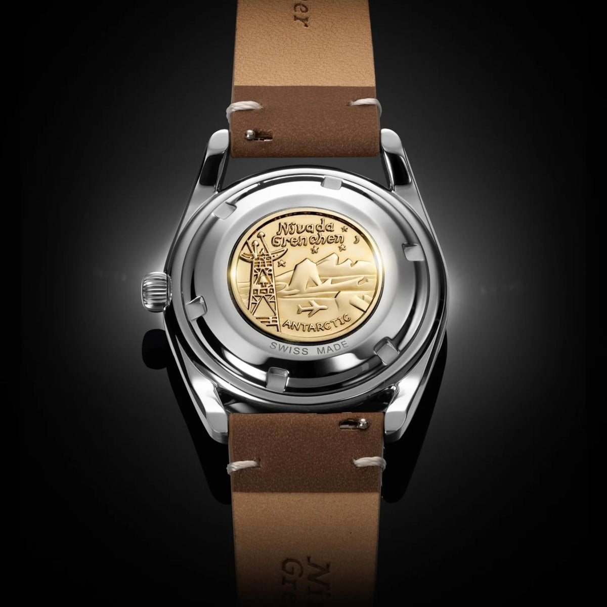 Nivada Grenchen Super Antarctic 32031A23 stainless steel caseback view