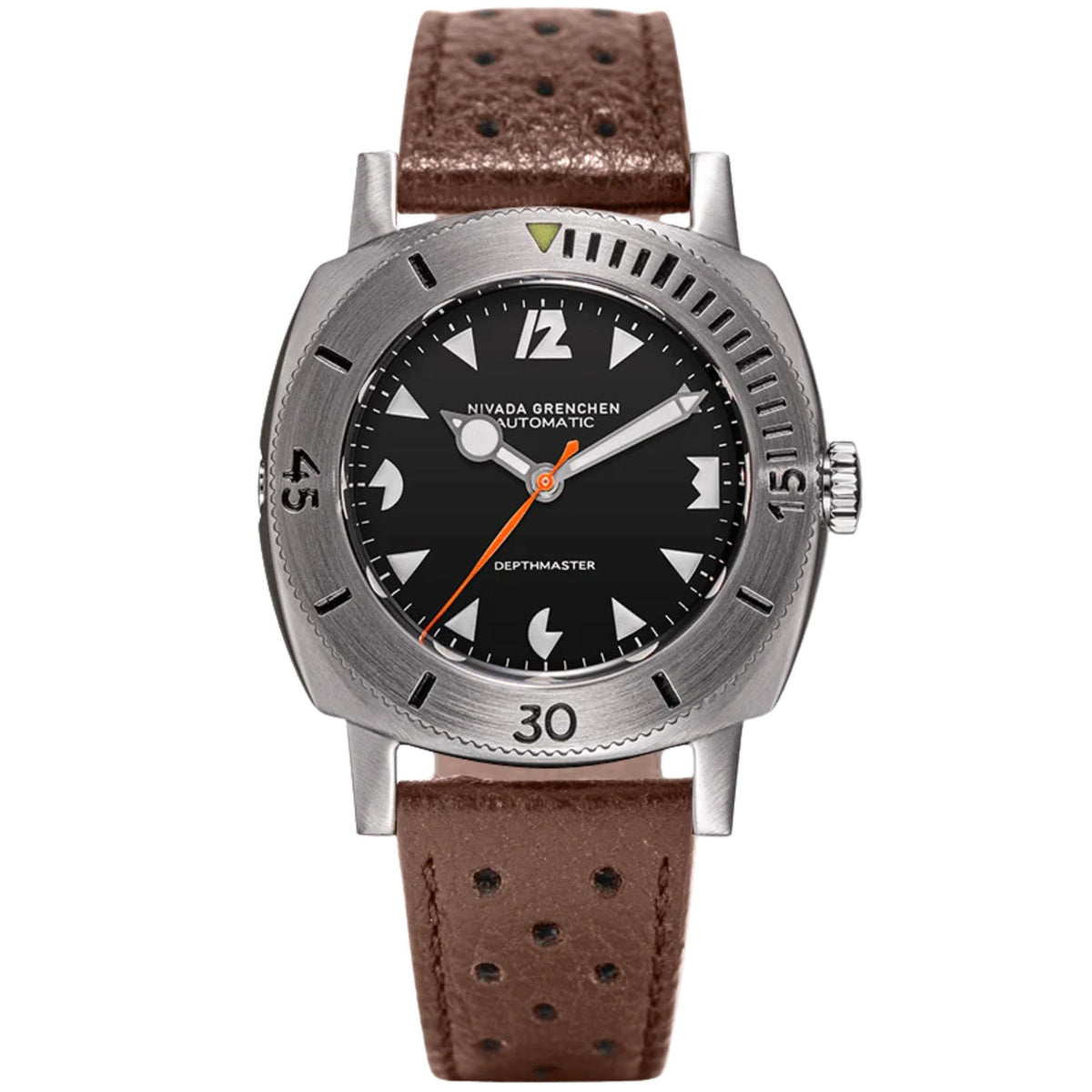 Nivada Grenchen Depthmaster 39mm 14102A02 black dial front view