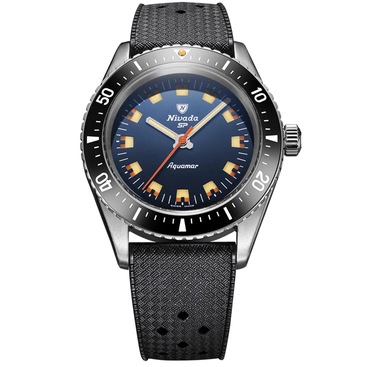 Nivada Grenchen Aquamar 32074A01 blue dial front view