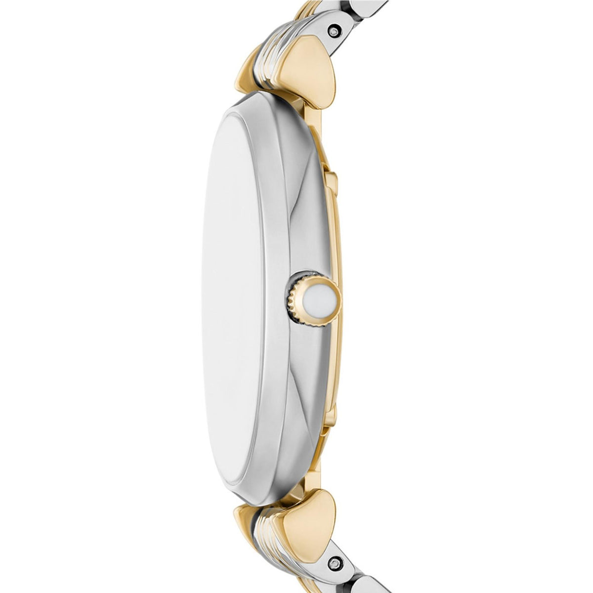 Emporio Armani Gianni 32mm AR11719 stainless steel case side profile and crown view