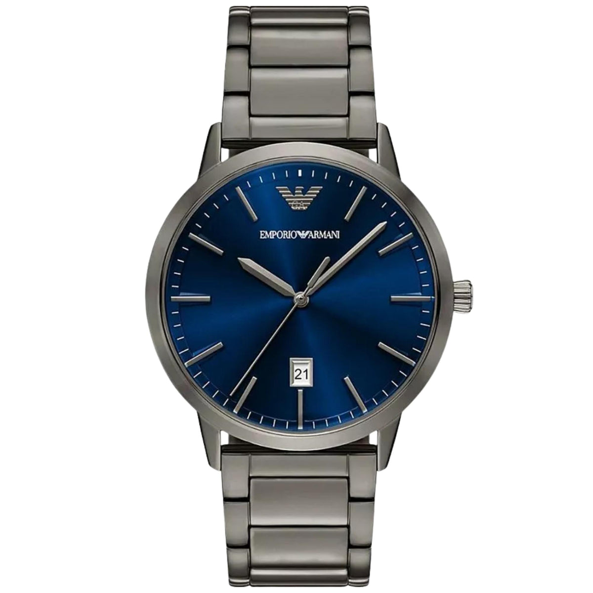 Emporio Armani Ruggero men's quartz watch with blue dial and stainless-steel bracelet