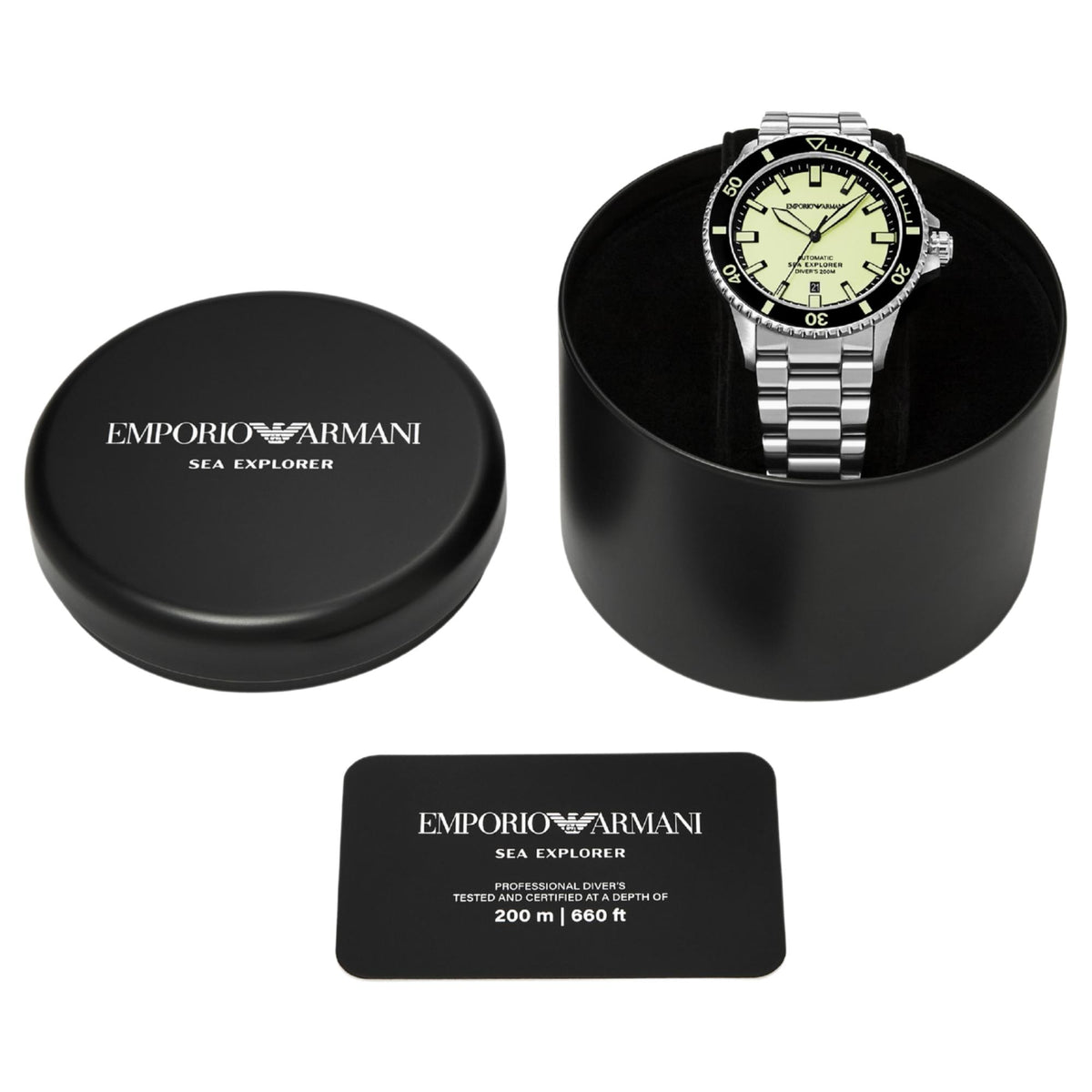Emporio Armani Sea Explorer AR60083 watch box and certificate card