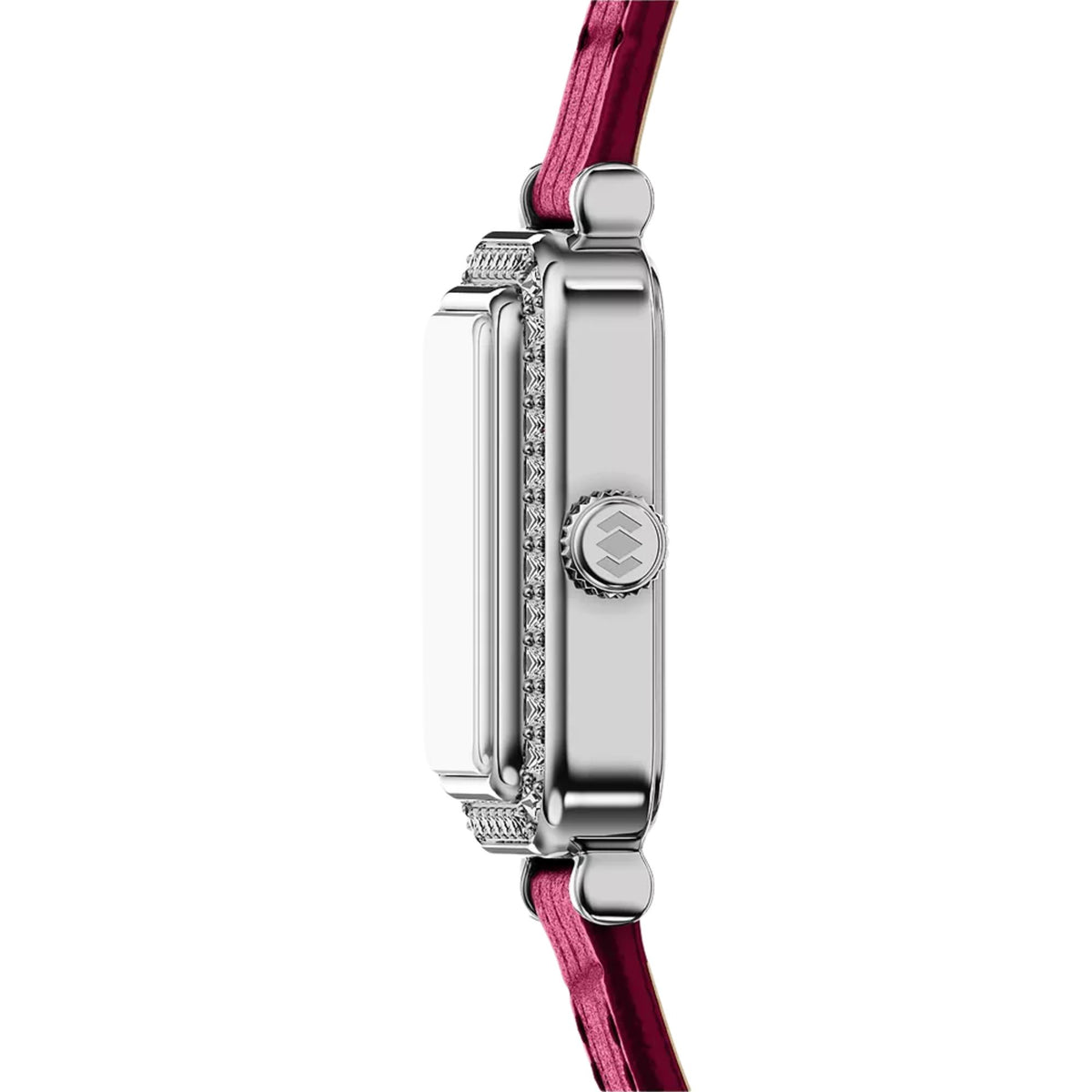 Fossil Raquel ES5466 stainless steel case and crown side profile view