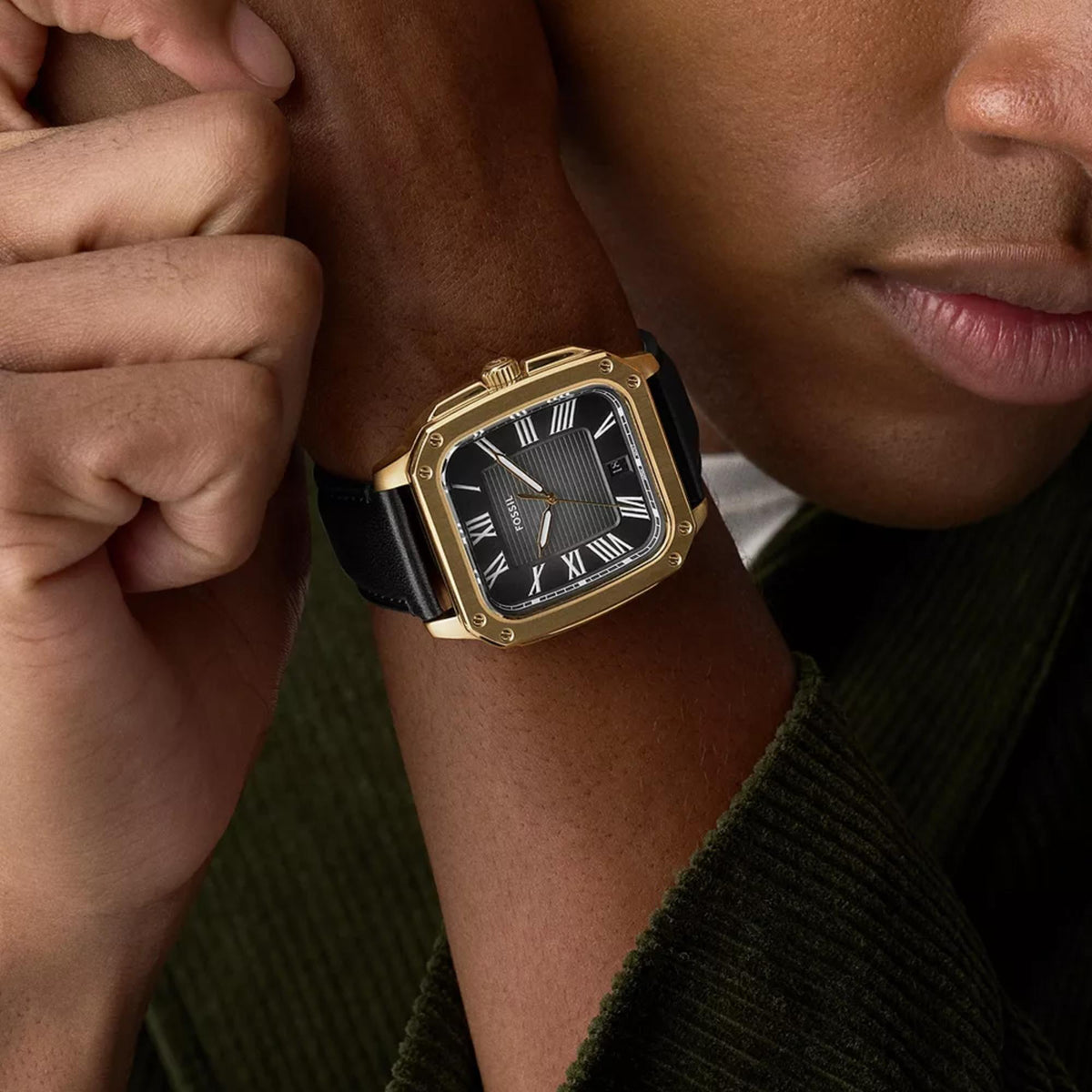 Fossil Crosby FS6151 black dial on-wrist lifestyle view