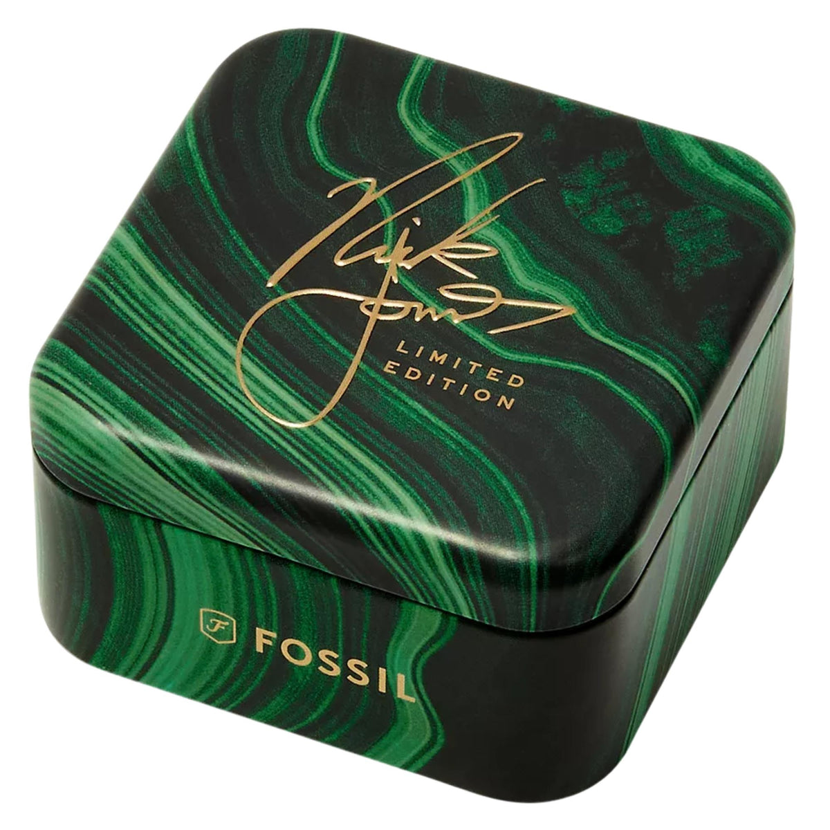 Green marbled Limited Edition watch box with cursive “Machine” logo