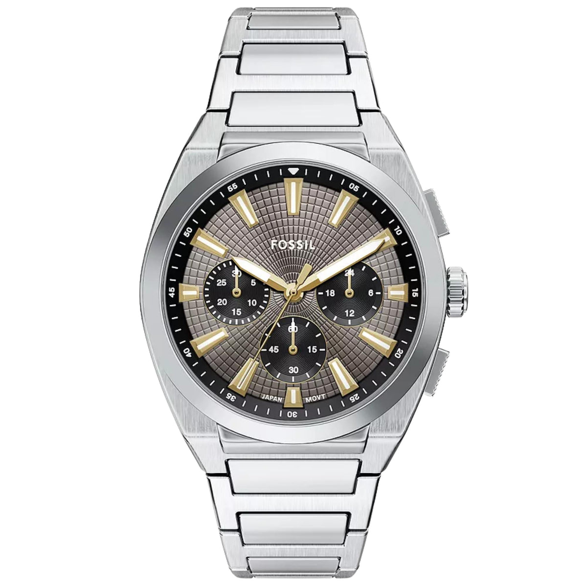 Fossil Everett 44mm FS6128 gray dial chronograph watch front view