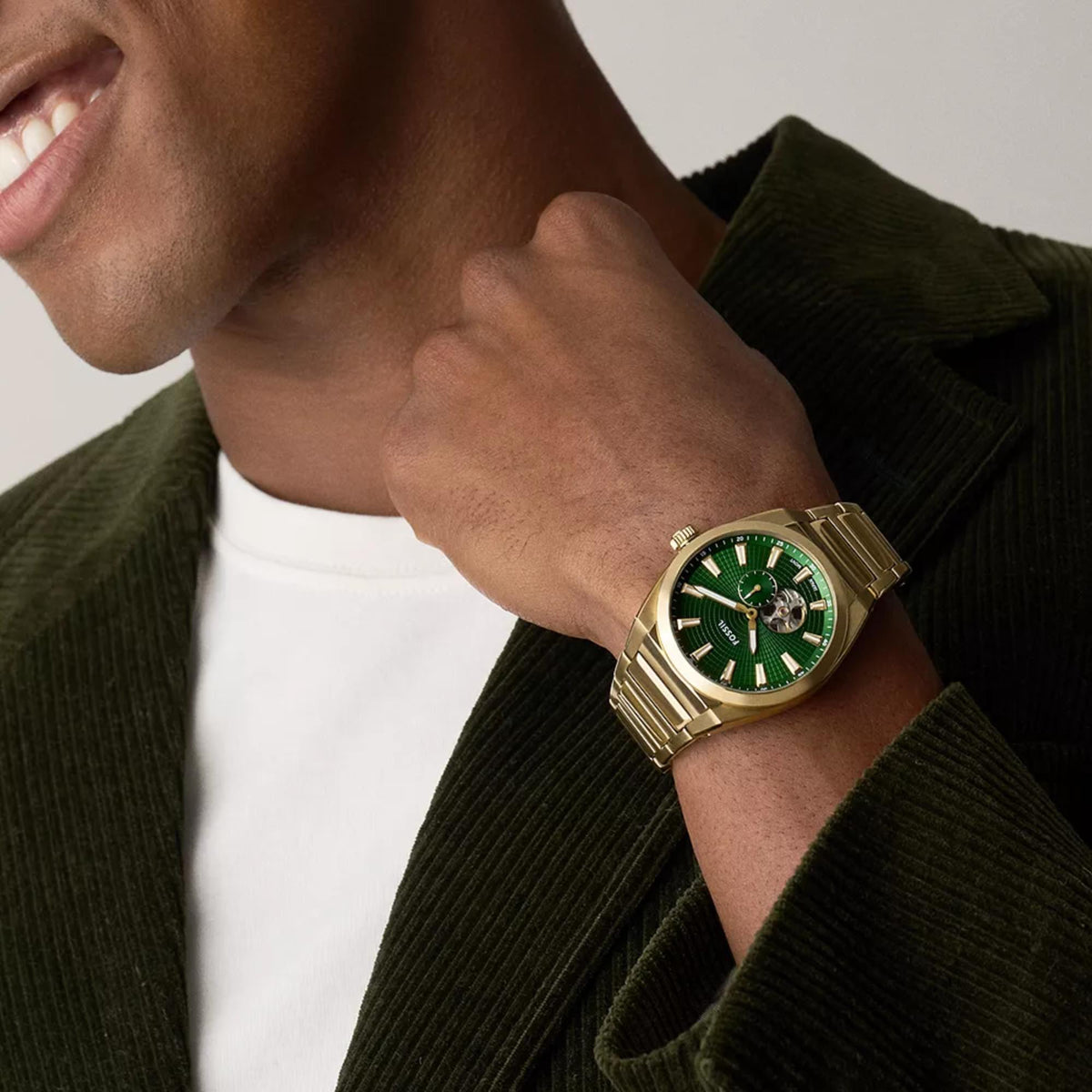 Fossil Everett 42mm Open Heart ME3276 lifestyle view on wrist