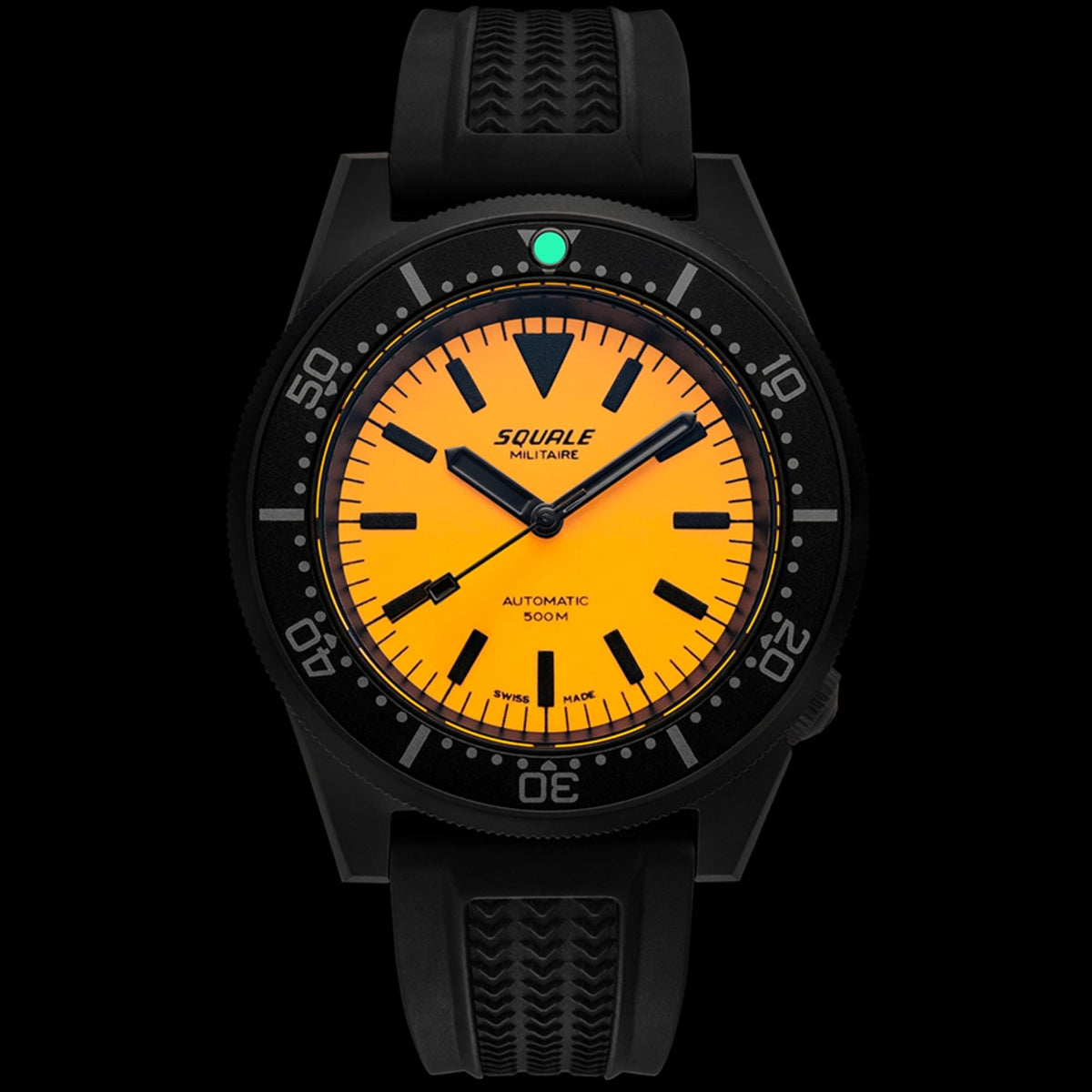 Squale 1521 Full Luminous Militaire 42mm Orange Dial Rubber Mens Automatic Watch 1521DLCFOR.VO