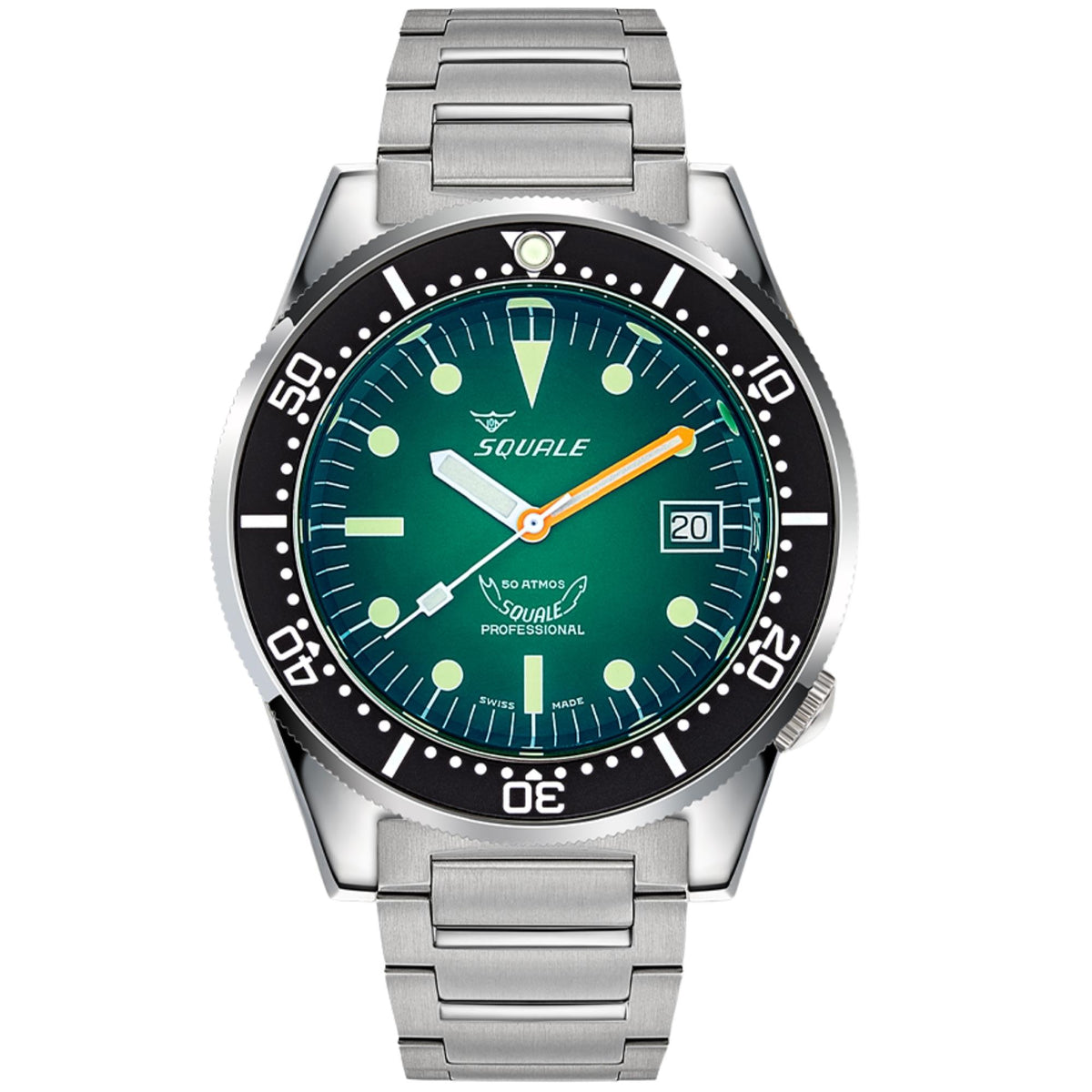 Squale 1521 42mm Green Dial Steel Mens Automatic Watch 1521PROFGR.SQ20B