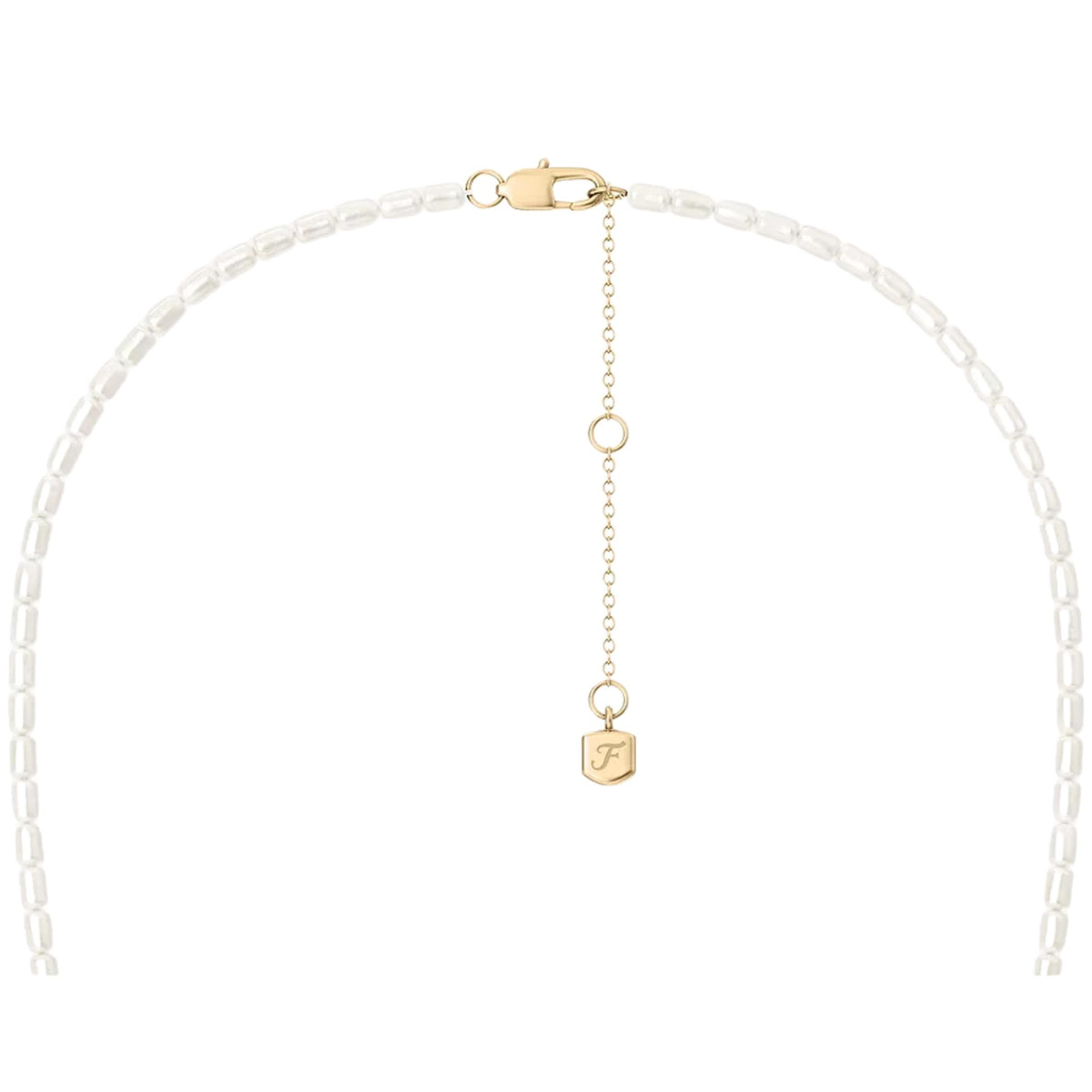 Fossil Harlow Rondelles 406.4mm White Acrylic Pearl Steel Station Ladies Necklace JF04992998