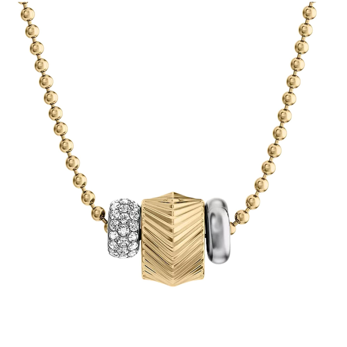 Fossil Harlow Rondelles 457.2 Two-Tone Steel Station Ladies Necklace JF04993998