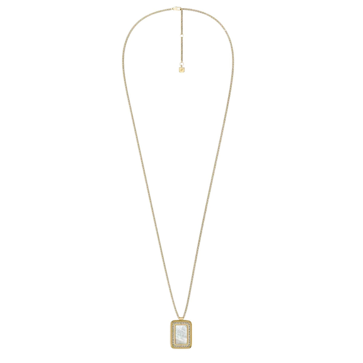 Fossil Raquel Glitz 660mm White Mother of Pearl Spinning Pendant Ladies Necklace JF04996710