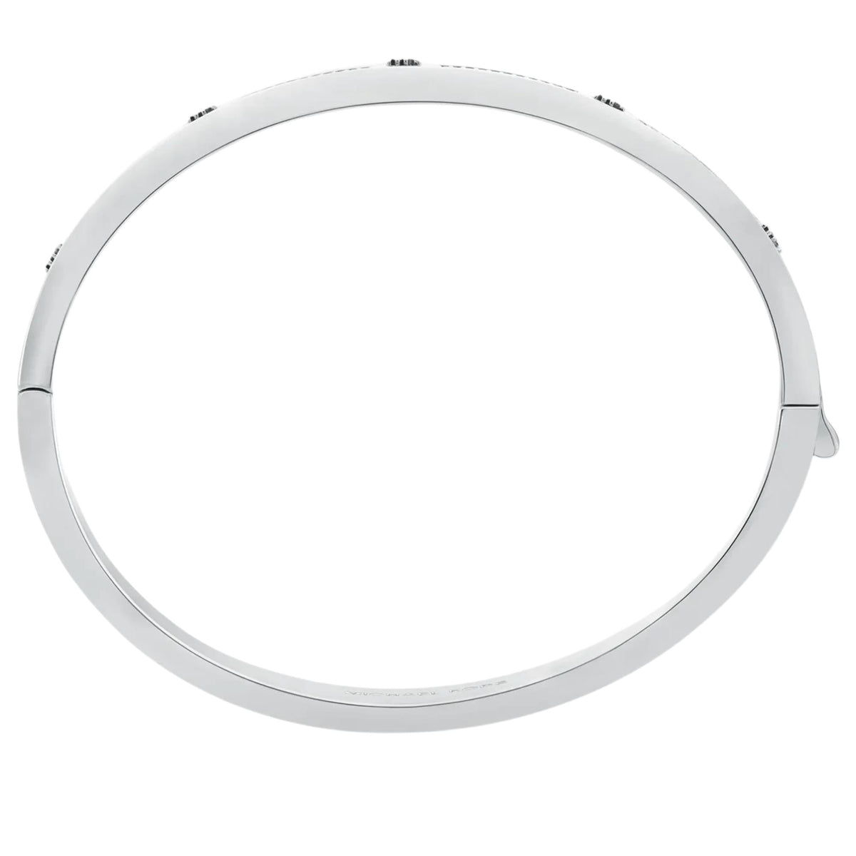 Michael Kors MK Logo 7mm Silver Pavé Logo Ladies Bangle Bracelet MKJ8653040