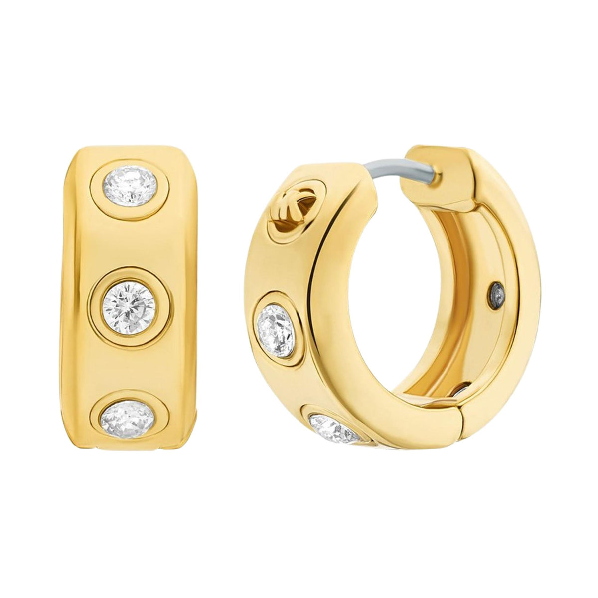 Michael Kors MK Logo 6.4mm Gold Pavé Logo Huggie Ladies Earrings MKJ8652710