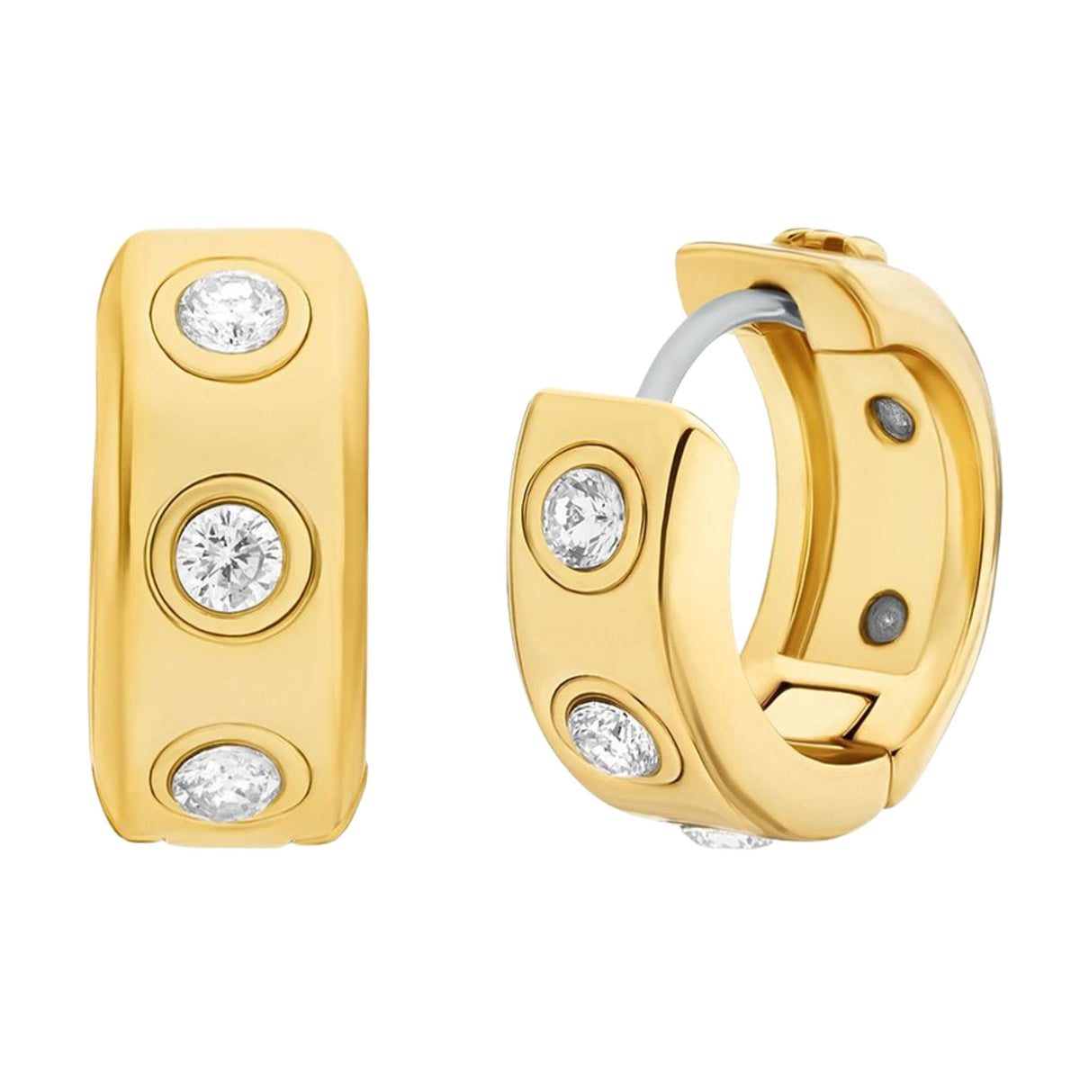 Michael Kors MK Logo 6.4mm Gold Pavé Logo Huggie Ladies Earrings MKJ8652710