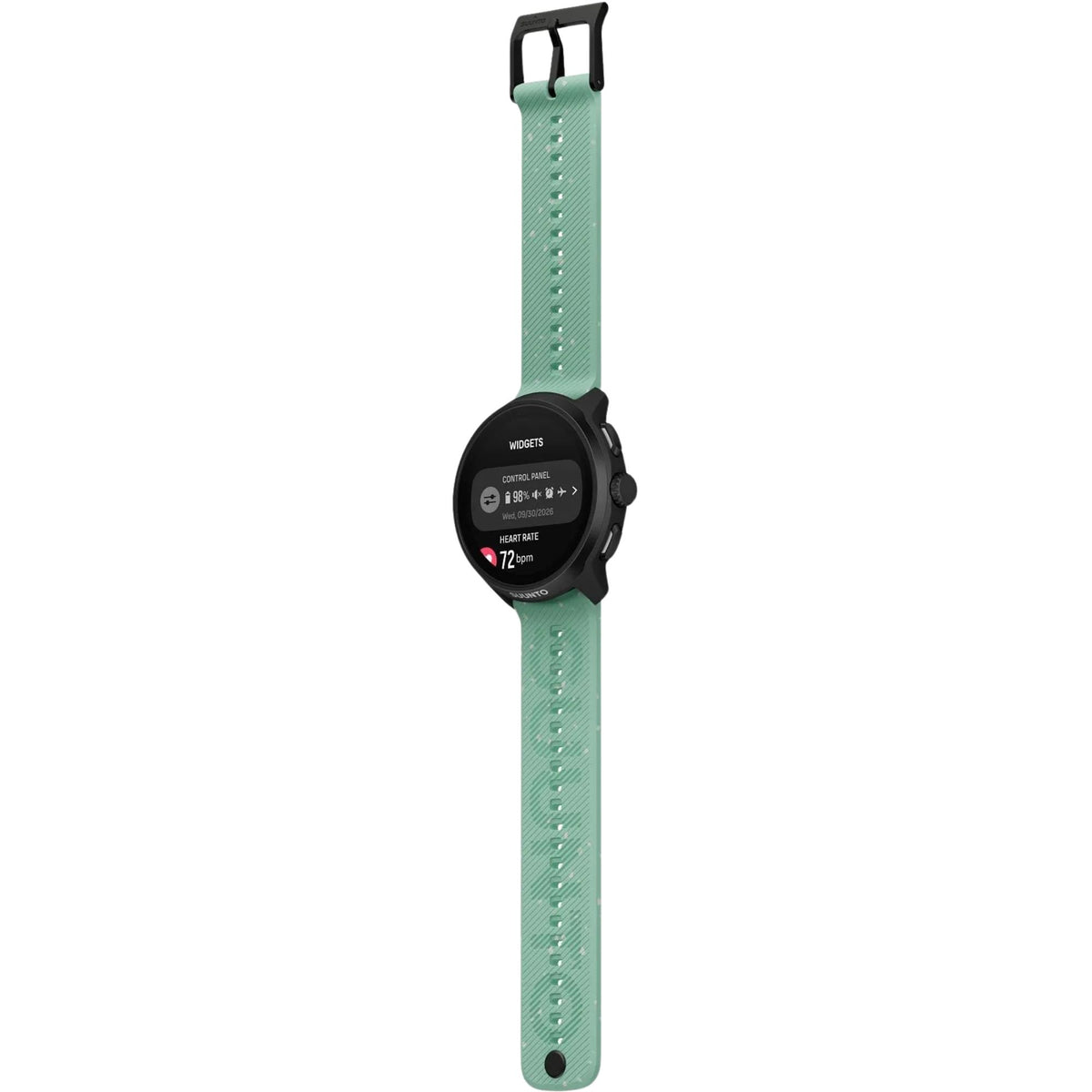Suunto Run 2 SS051725000 side angled full view showing widget display options and strap layout