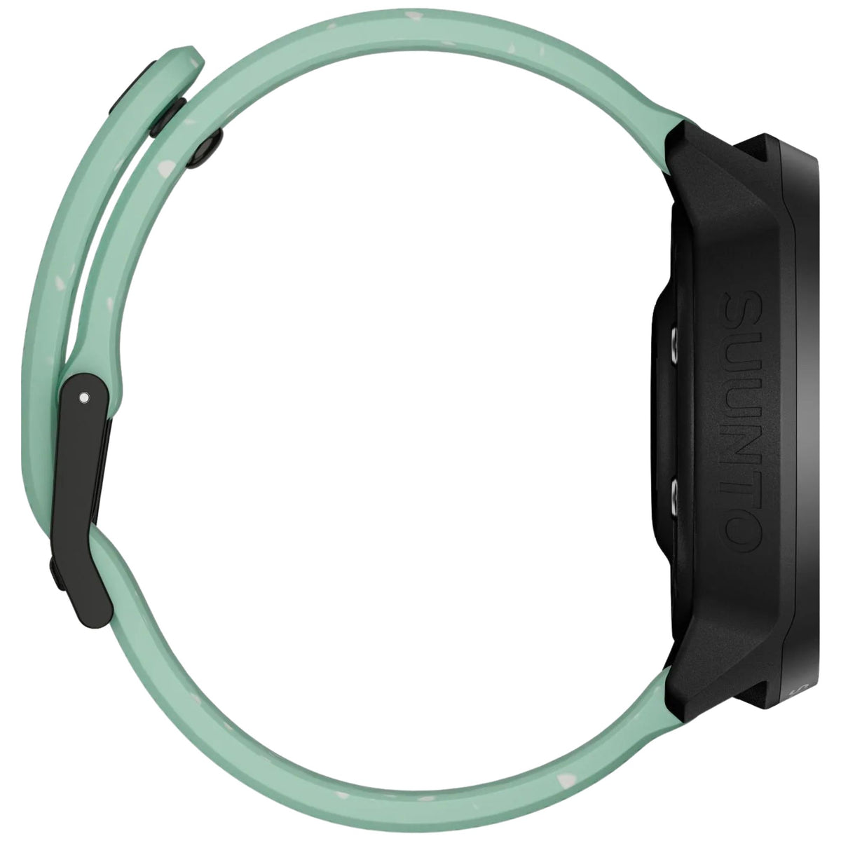 Suunto Run SS051725000 front view displaying digital time face with aloe green silicone strap