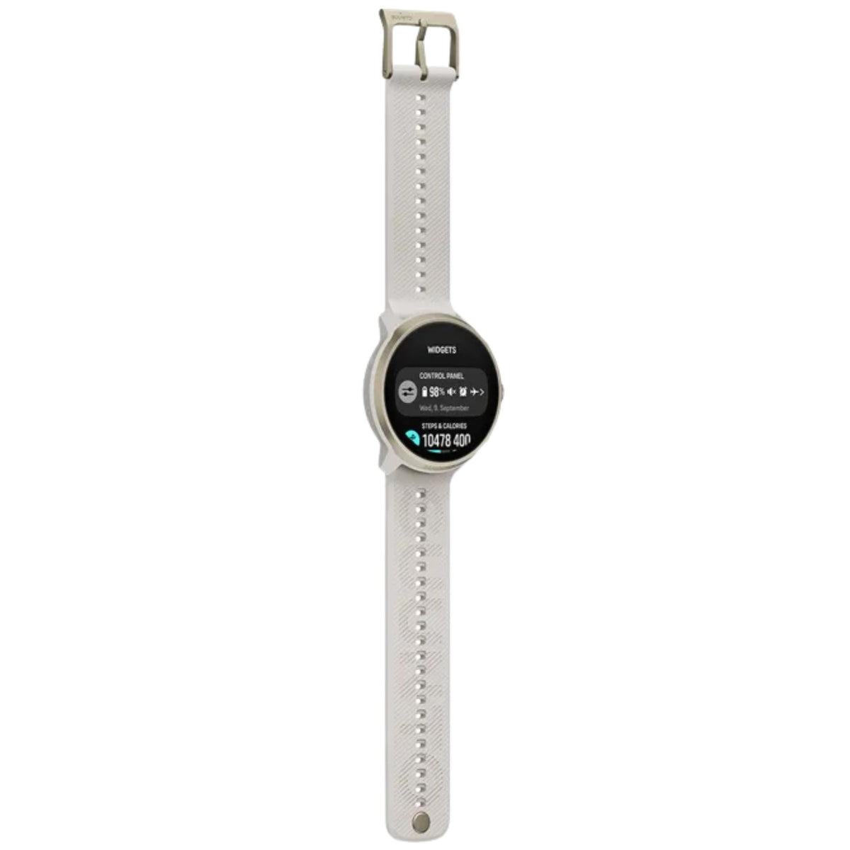 Suunto Run 2 SS051640000 three-quarter angled full lay-flat view with widgets screen display